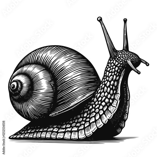 Detailed Illustration of a Snail