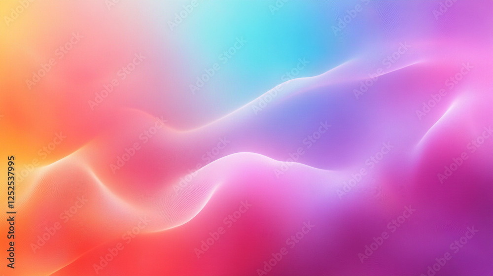 Obraz premium Abstract Colorful Waves Pastel Gradient Background Design Digital Art Soft Pink Purple Blue Orange 