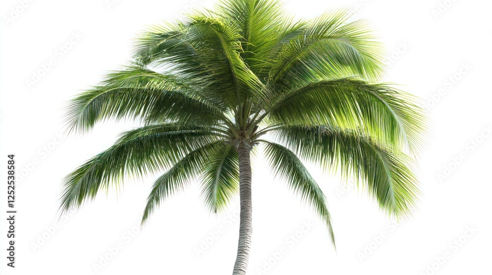 Lush Coconut Palm Tree Isolated on White Background Lush Coconut Palm Tree Isolated on White Background