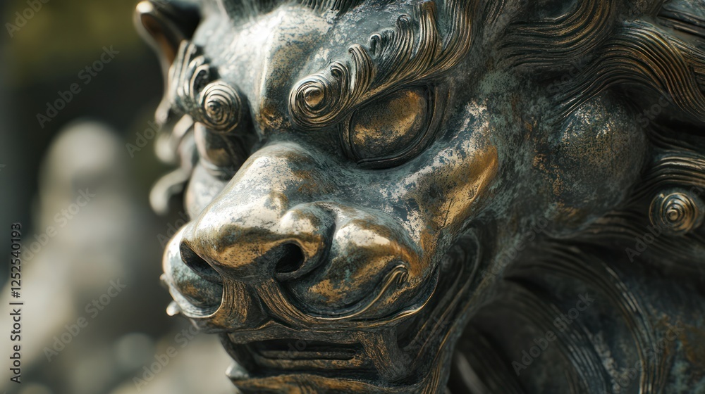 Close-up of an Ancient Bronze Lion Statue Close-up of an Ancient Bronze Lion Statue