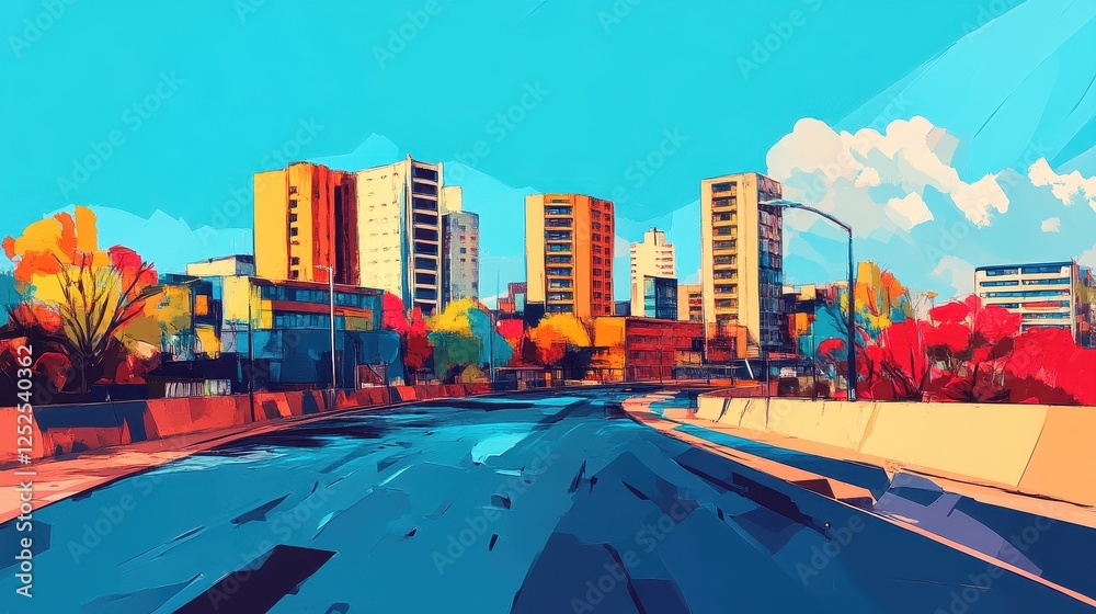 Obraz premium Vibrant Cityscape in Autumn