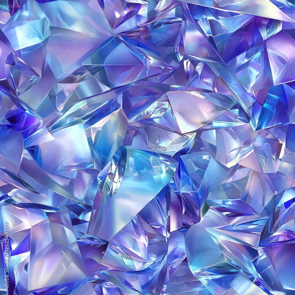 Iridescent Blue Crystal Fragments Seamless Pattern Iridescent Blue Crystal Fragments Seamless Pattern
