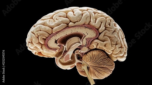 3D diagram of the human brain with the limbic system clearly defined.