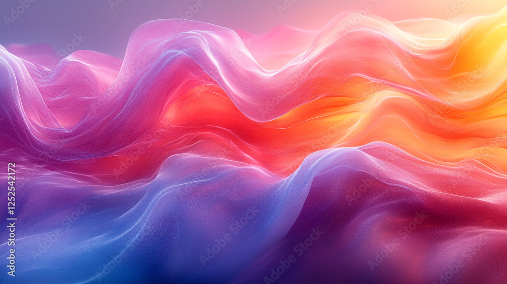 Fototapeta premium Abstract Colorful Waves Digital Art Background Design Texture Illustration Red Pink Blue Soft Fluid 