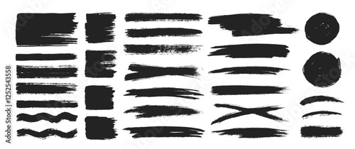 Straight and wave lines of a marker or brush for highlighting, tags, marks and underlining. Vector illustration.
