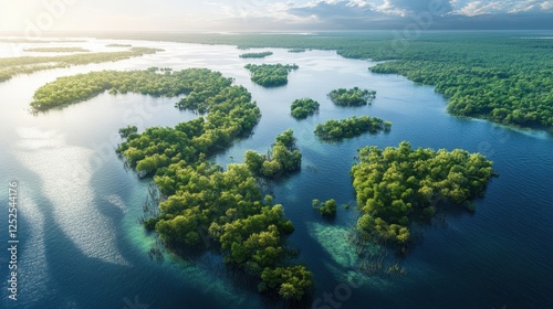 Lush Mangrove Forests Along Vibrant Coastline