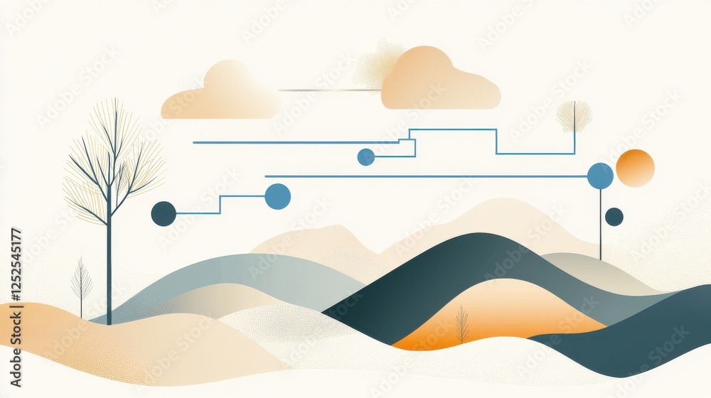 Obraz premium Abstract landscape art digital illustration scenic design minimalist environment creative concept