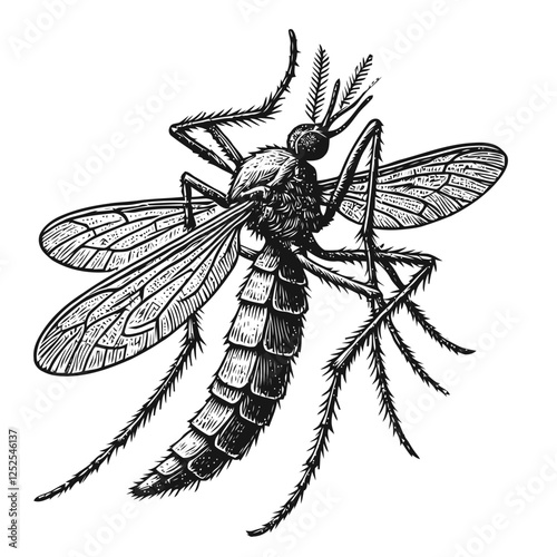 Detailed Vector Illustration of a Mosquito