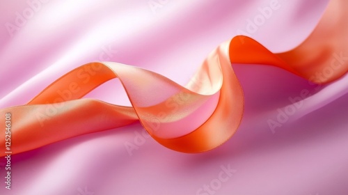 Wallpaper Mural Swirling Orange and Pink Satin Ribbon on Pale Pink Silk Background for Presentations Torontodigital.ca