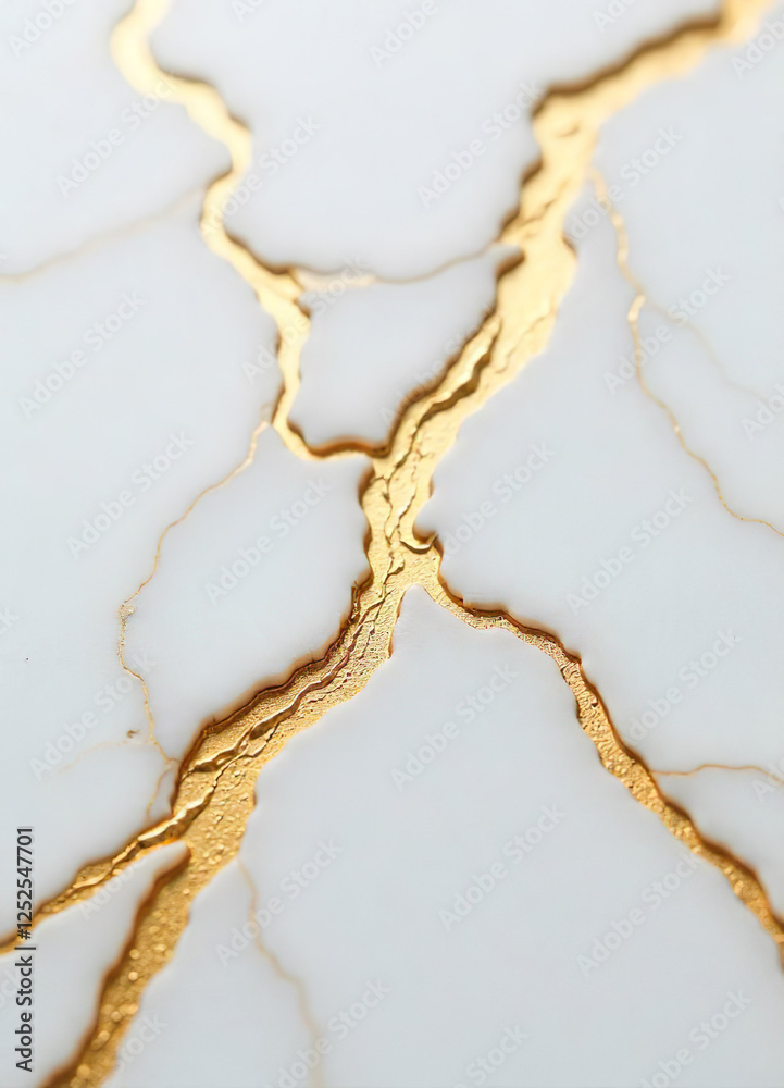 Fototapeta premium Elegant White Marble Background With Gold Veins