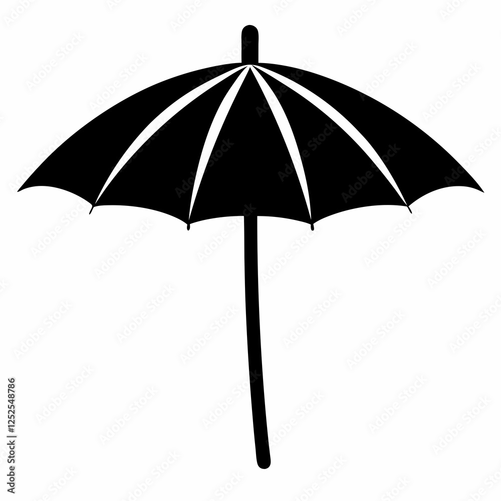 Parasol Silhouette Vector with White Background Parasol Silhouette Vector with White Background