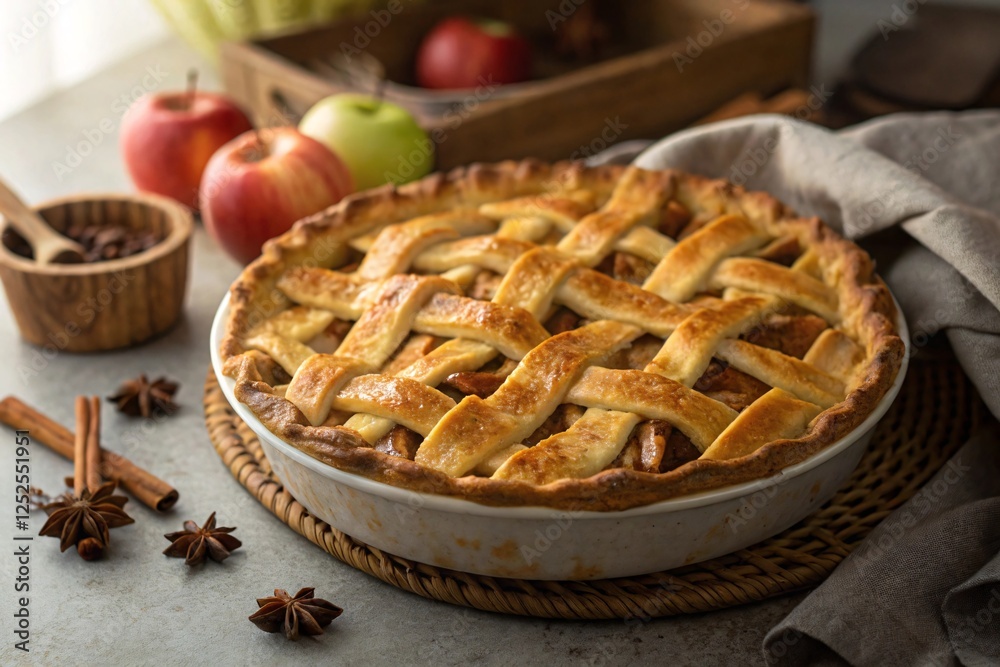 Freshly Baked Apple Pie with Lattice Crust Freshly Baked Apple Pie with Lattice Crust