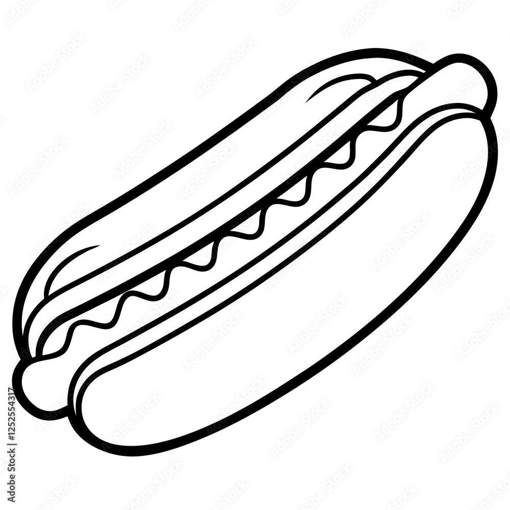 Modern Hot Dog Outline Vector Graphics Modern Hot Dog Outline Vector Graphics
