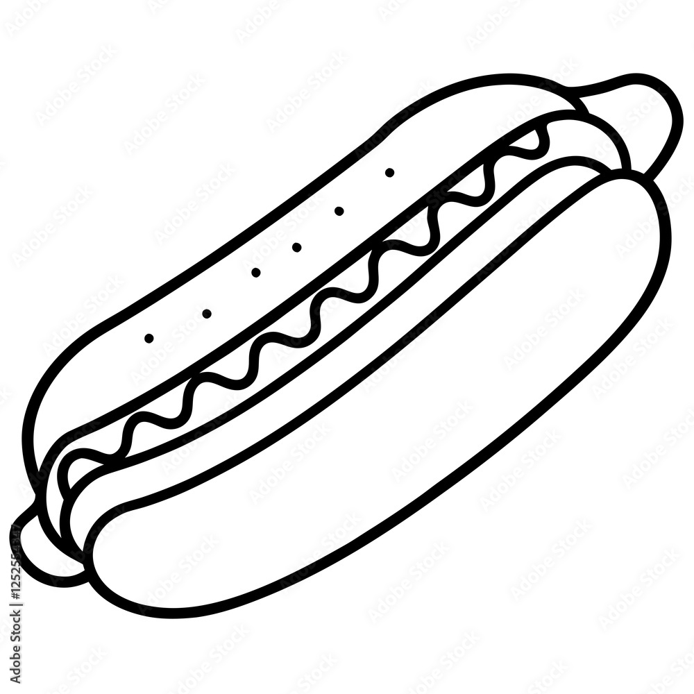 Modern Hot Dog Outline Vector Graphics Modern Hot Dog Outline Vector Graphics
