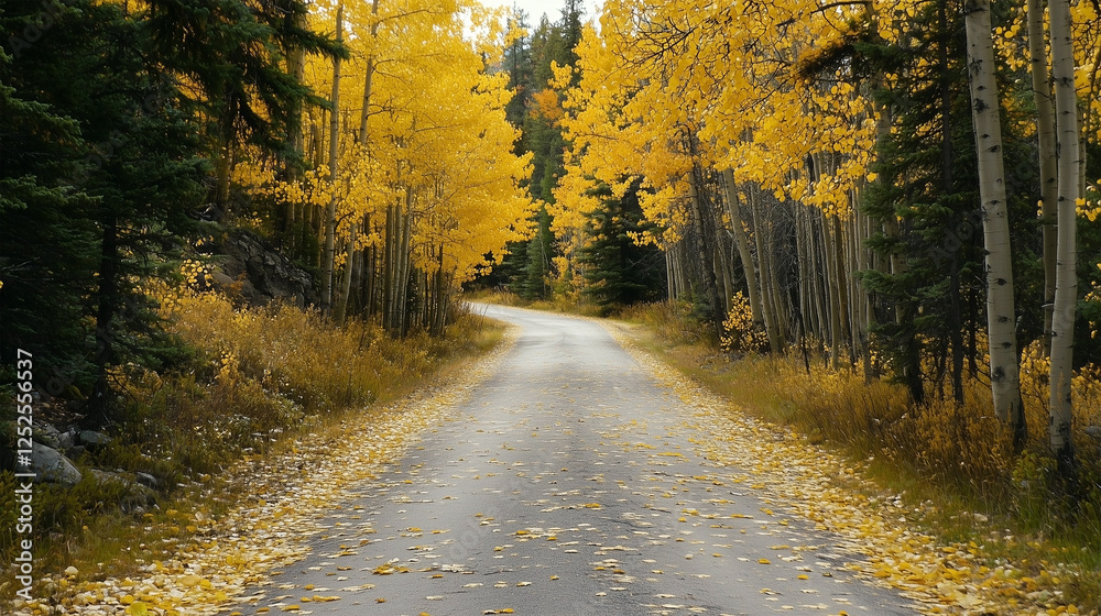 Fototapeta premium A road with trees on both sides