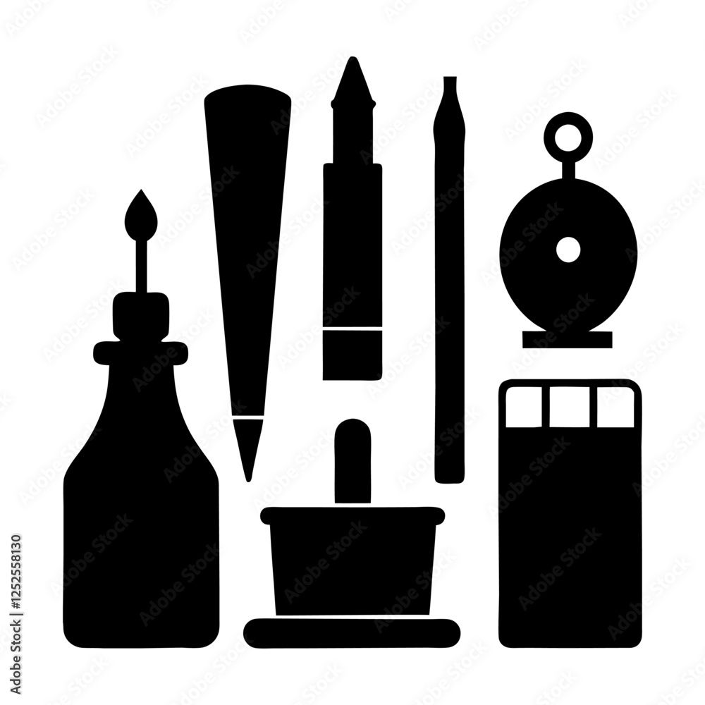 office accessories Silhouettes vector office accessories Silhouettes vector
