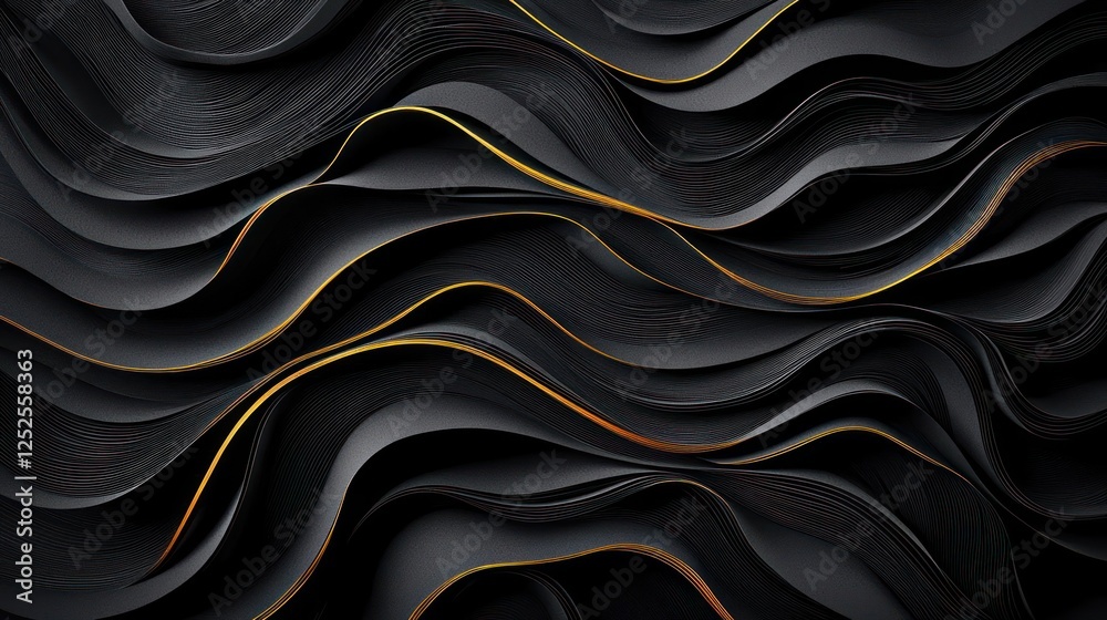Obraz premium Abstract Black and Gold Wave Texture Background