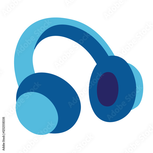 Blue headphone headset vector art, headphones clip art, clip art headset, headphones illustration in flat design style, headset flat icon