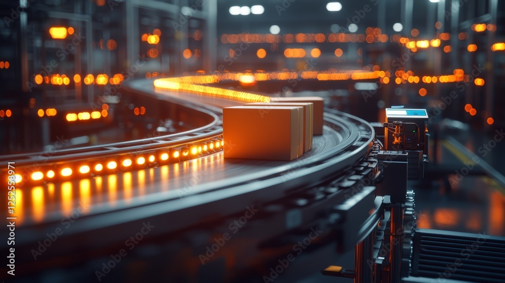 Obraz premium Efficient Conveyor System in Modern Warehouse Environment