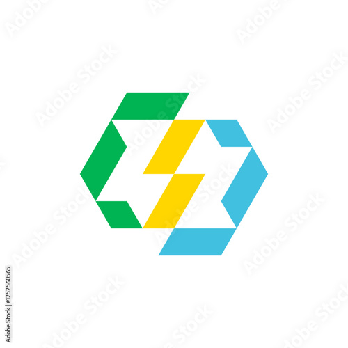 Electric Bolt with Code Hash Logo Design Vector for Energy and Programming Industry