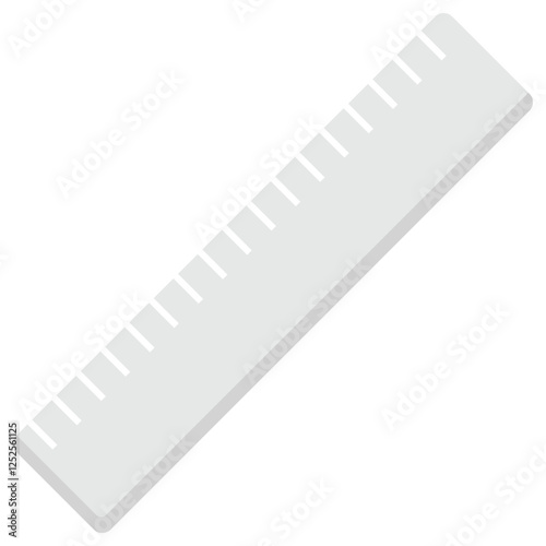 Simple white ruler for measuring and drawing purposes, suitable for stationery, education, office supplies, design, and construction concepts.