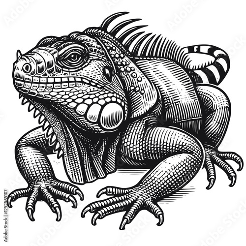 Stylized Illustration of an Iguana