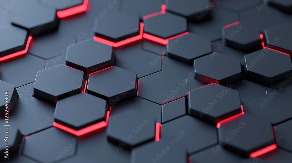 Abstract Hexagonal Pattern with Red Lighting Abstract Hexagonal Pattern with Red Lighting