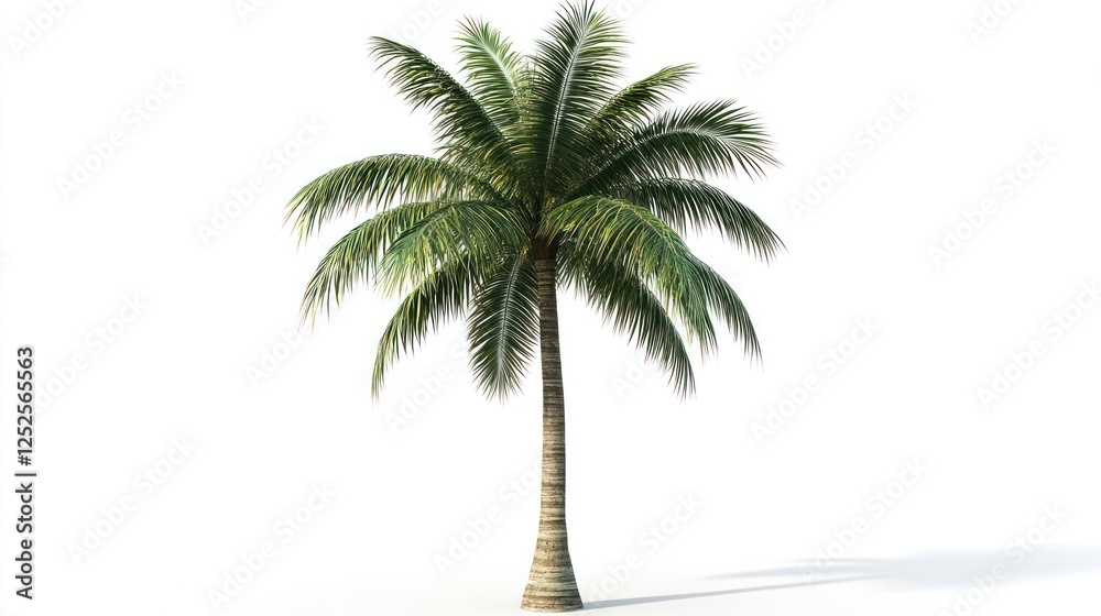 Obraz premium Tropical Palm Tree Isolated on White Background