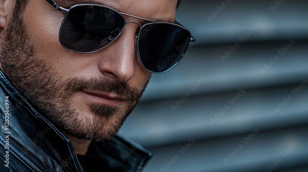 Obraz premium A man wearing sunglasses and a black jacket