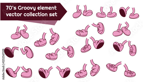 groovy comic cartoon collection faces element vector se