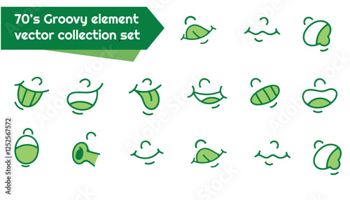 groovy comic cartoon collection faces element vector se