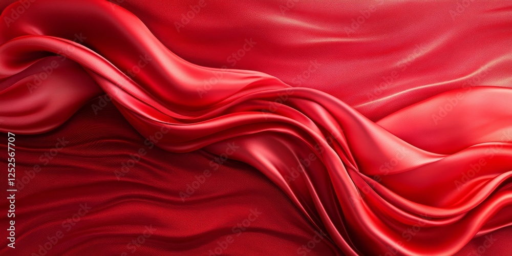 Obraz premium Bright Red Silk Background, Generative AI