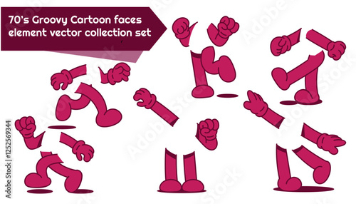 groovy comic cartoon collection faces element vector se