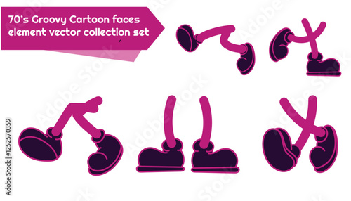 groovy comic cartoon collection faces element vector se
