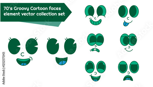 groovy comic cartoon collection faces element vector se