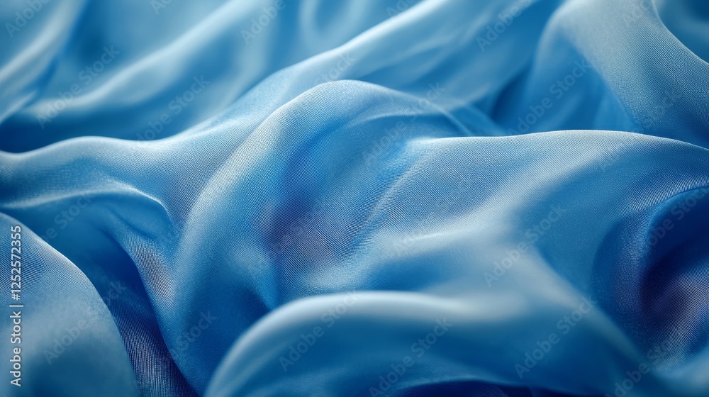 Obraz premium Blue Silk Waves Background, Generative AI
