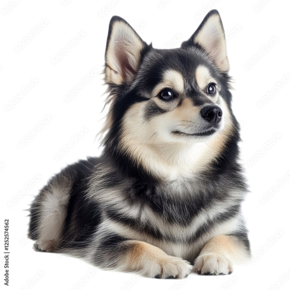 Fototapeta premium Adorable Finnish Spitz Puppy Lying Down