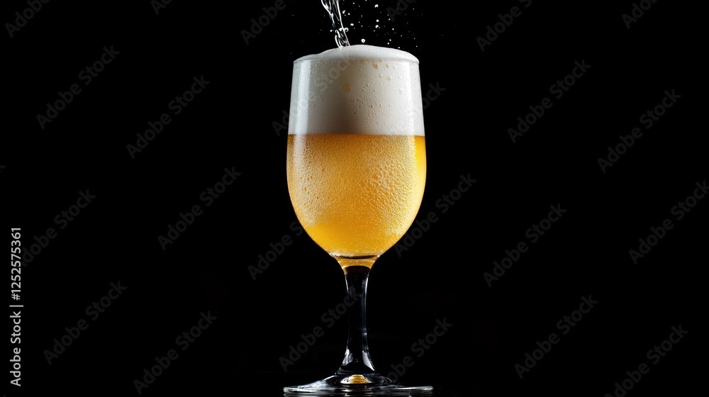 Beer pouring into a glass with foam forming at the top. Beer pouring into a glass with foam forming at the top.