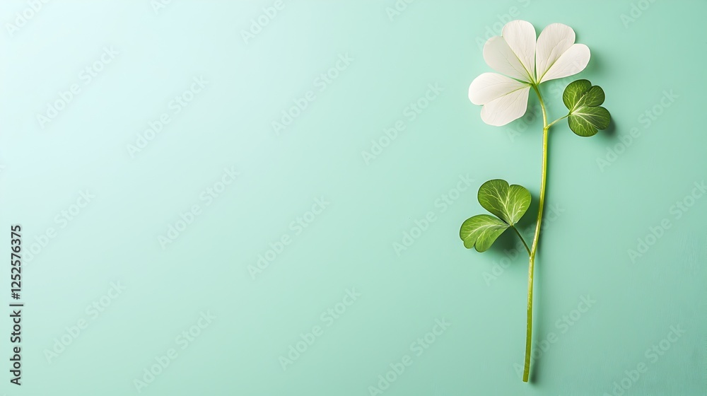A leaf with four points is on a blue background A leaf with four points is on a blue background