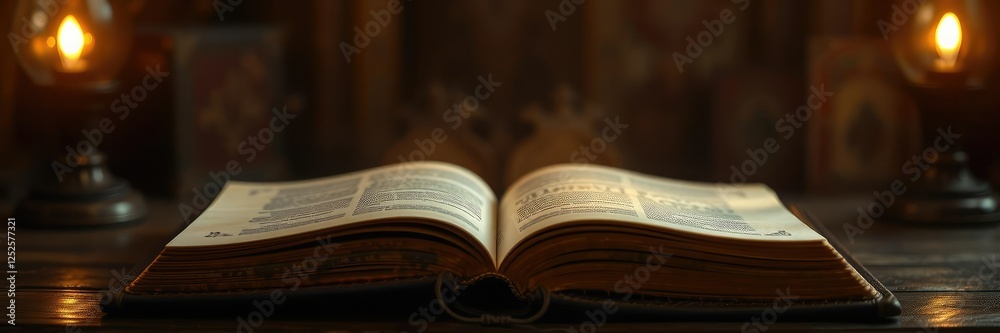 Old leather-bound tome with glowing ethereal light emanating from within, antique book, soft illumination Old leather-bound tome with glowing ethereal light emanating from within, antique book, soft illumination