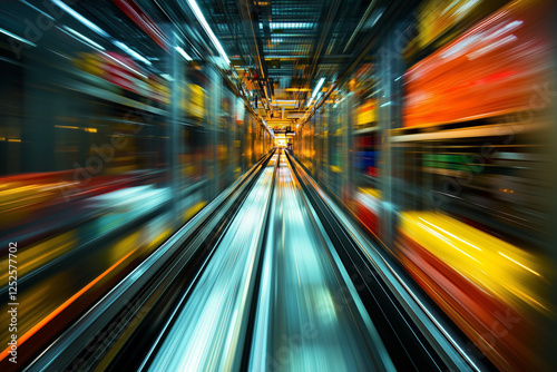 Goods moving swiftly down a high-efficiency conveyor, illustrating advanced logistics and smooth operations.