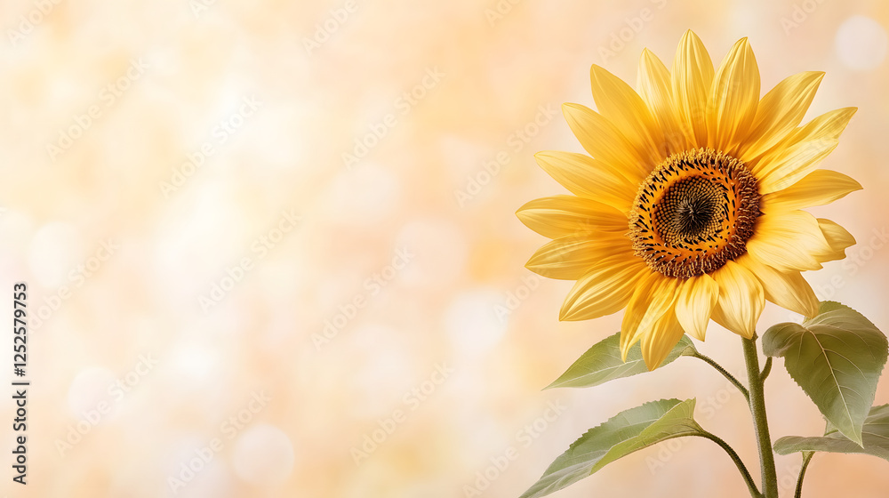 Obraz premium vibrant sunflower with glowing petals against soft background