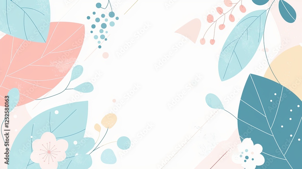 Fototapeta premium A soft, pastel-themed background featuring abstract leaves and flowers, perfect for various creative projects.