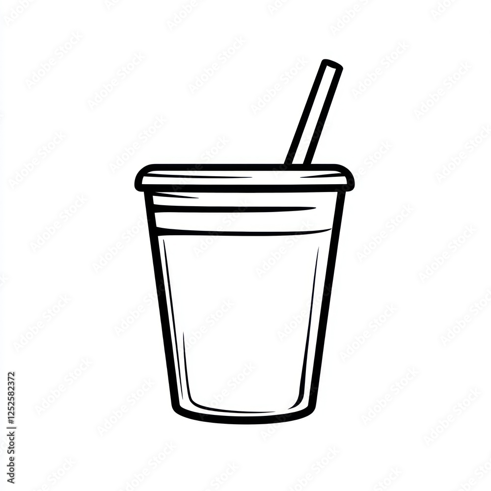 Stylized drink cup with straw, graphic design