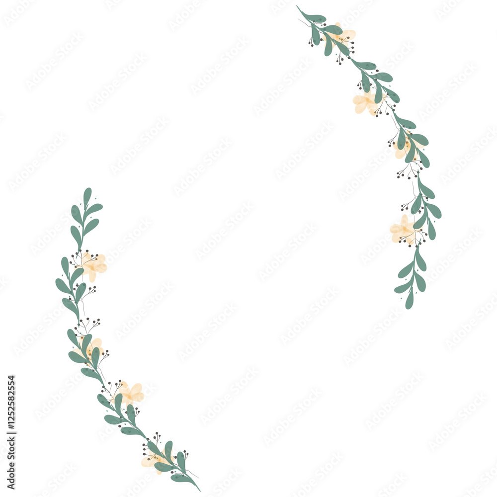Hand drawn floral wreath for wedding invitation card design Hand drawn floral wreath for wedding invitation card design