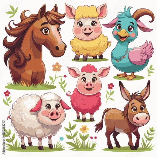 Cartoon Animal Sticker Packs, Cute Stickers for Animal Lovers , Kawaii Animals, Assorted Waterbottle Sticker Packs, Cute Pet Squad Cute Animal Sticker Pack
