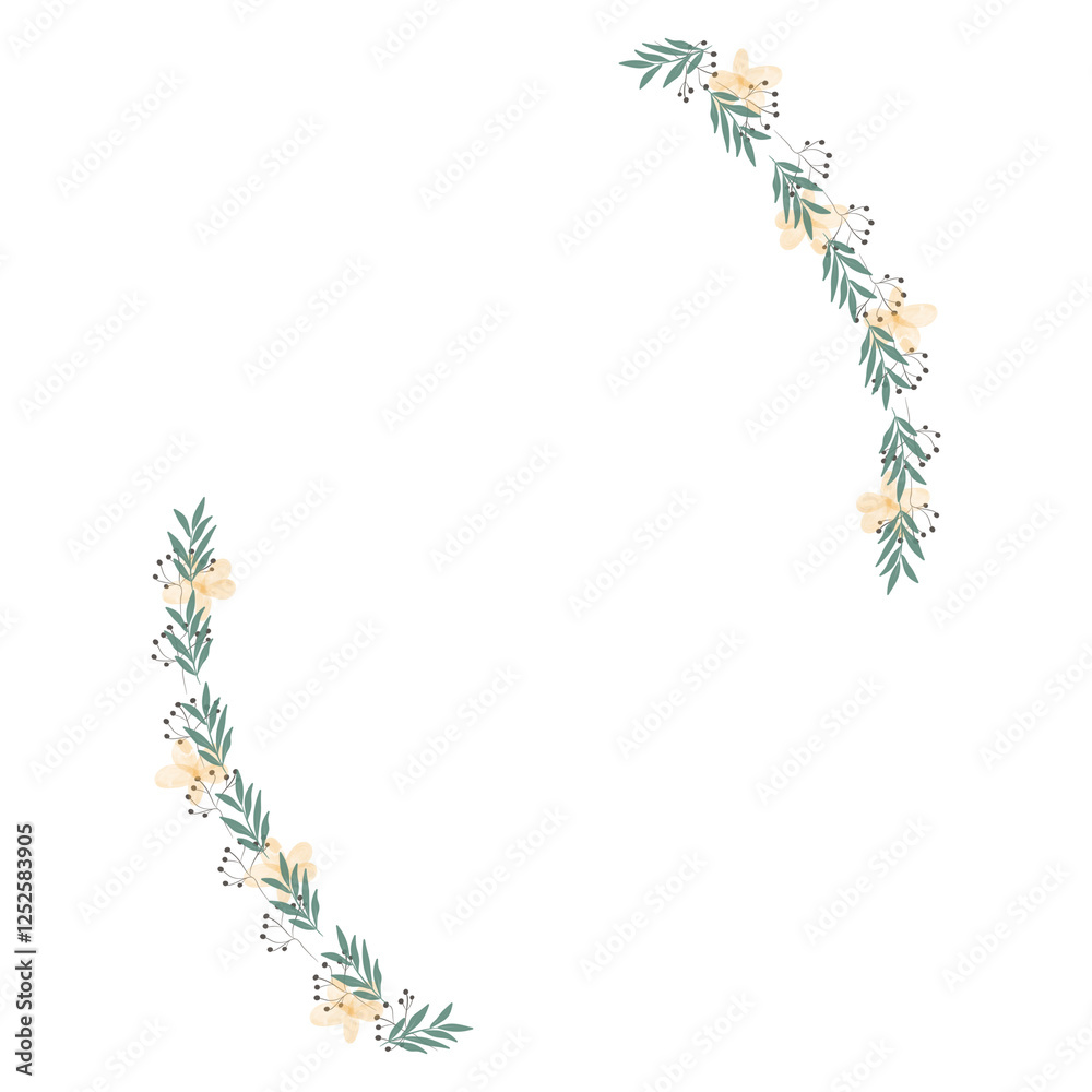 Hand drawn floral wreath for wedding invitation card design Hand drawn floral wreath for wedding invitation card design