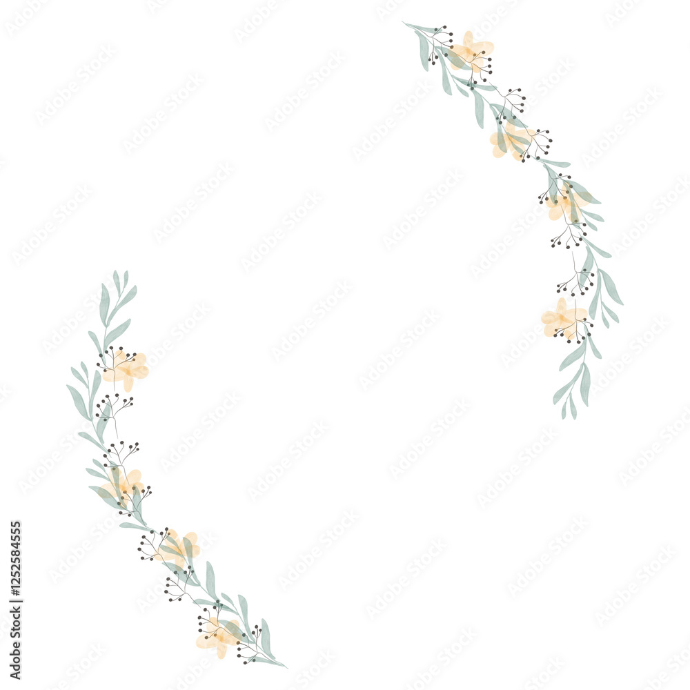 Hand drawn floral wreath for wedding invitation card design Hand drawn floral wreath for wedding invitation card design