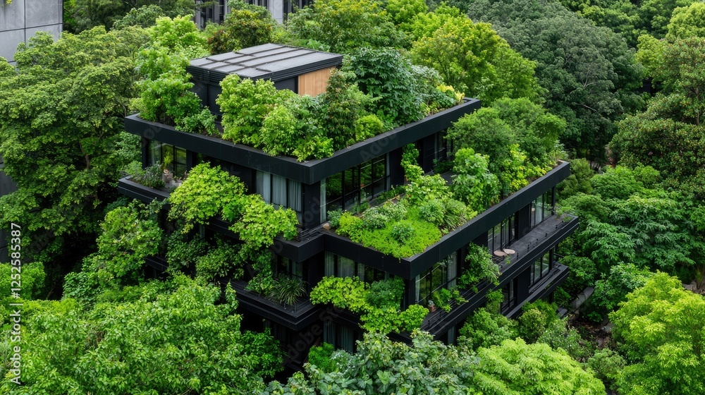 Green roof building, urban jungle, aerial view, sustainable design Green roof building, urban jungle, aerial view, sustainable design