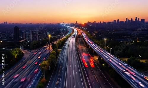 day to night traffic jam on california freeway: rush hour in los angeles
